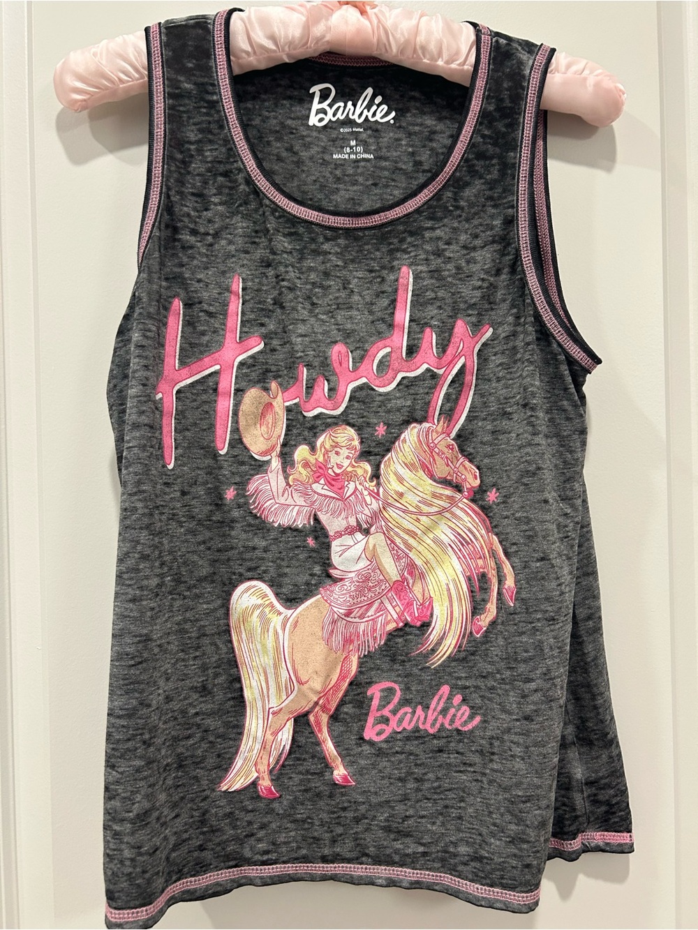 Barbie Dark Gray & Pink 'Howdy' Western Graphic Tank